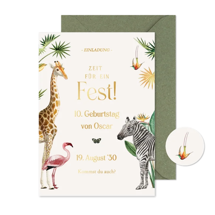 Einladung Kindergeburtstag Dschungeltiere Zoo