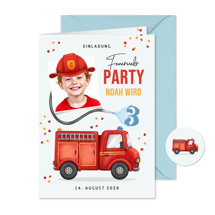 Einladung Kindergeburtstag Feuerwehr 3 Jahre