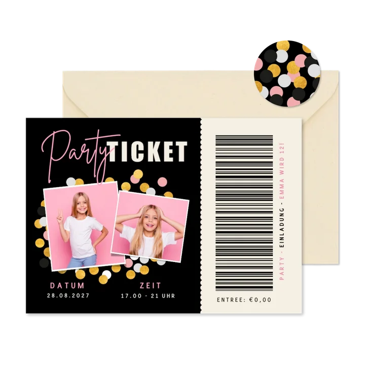 Einladung Kindergeburtstag Partyticket 12 Jahre