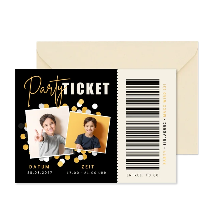 Einladung Kindergeburtstag Partyticket jungen