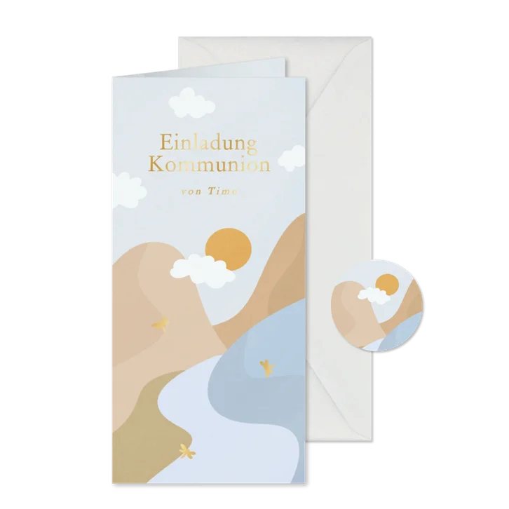Einladung Kommunion Landschaft mit Sonne