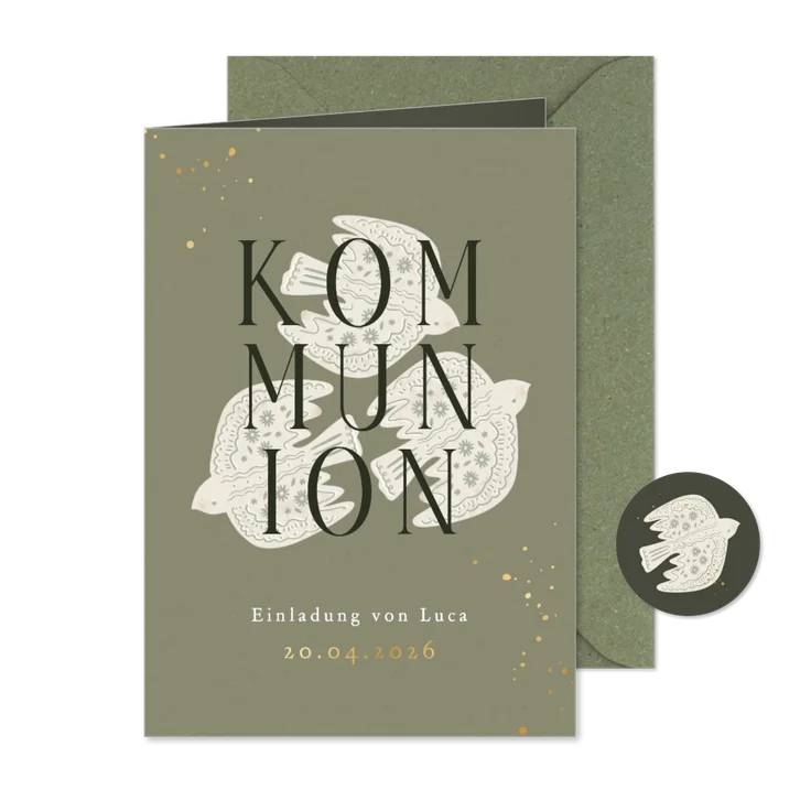 Einladung Kommunionsfeier drei Tauben