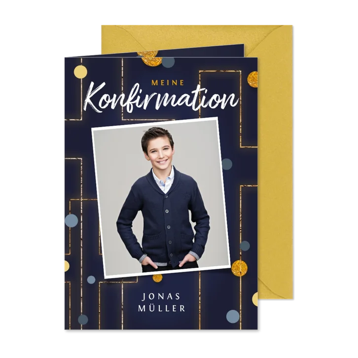Einladung Konfirmation Foto dunkelblaues Kreuz