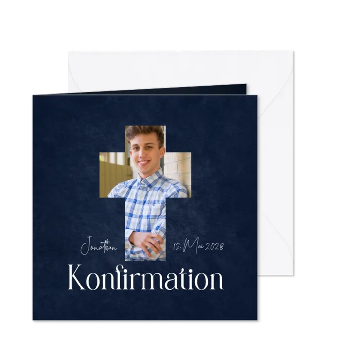 Einladung Konfirmation Foto in Kreuz