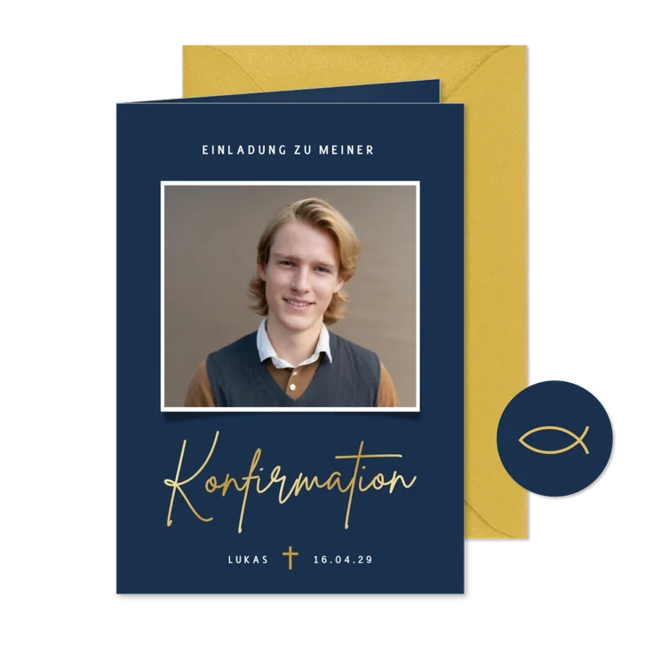 Einladung Konfirmationsfeier mit Foto