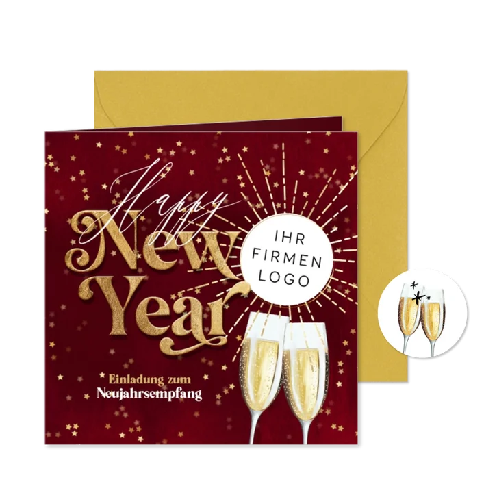 Einladung Neujahrsempfang Sektgläser & Sterne
