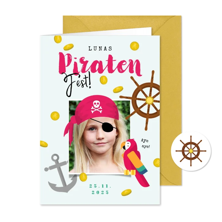 Einladung Piraten-Kindergeburtstag Mädchen