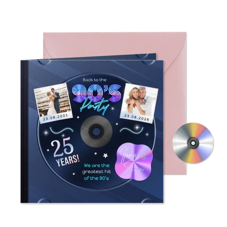 Einladung Silberhochzeit CD Neunziger Jahre Party