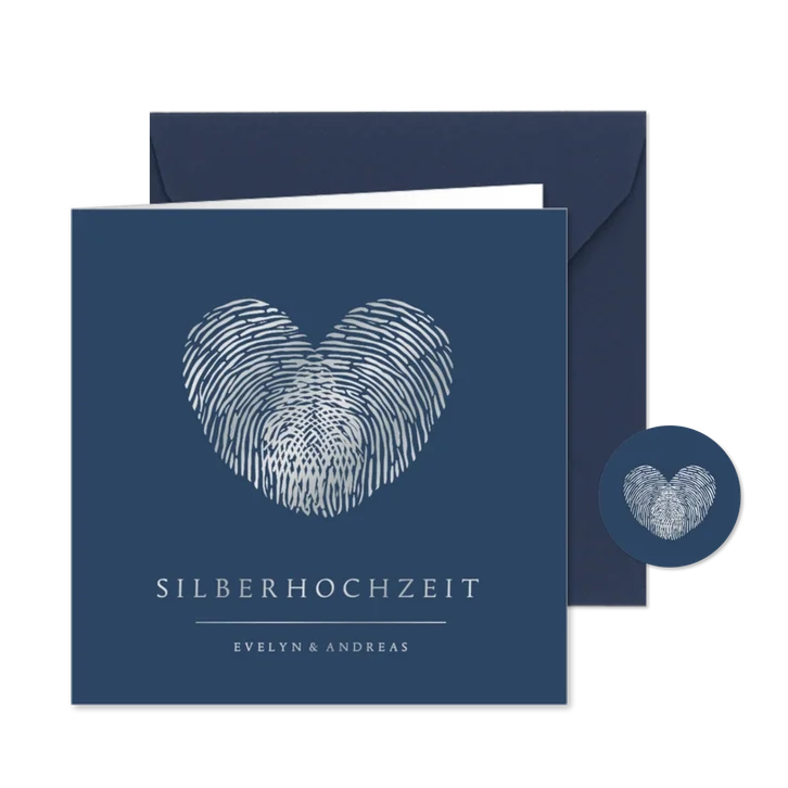 Einladung Silberhochzeit Fingerabdrücke