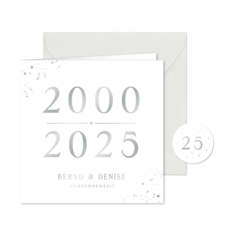 Einladung Silberhochzeit Jahreszahlen Silber