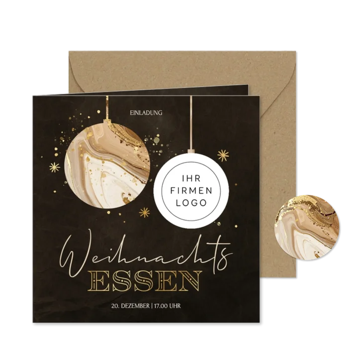 Einladung Weihnachtsessen geschäftlich Logo Weihnachtskugel