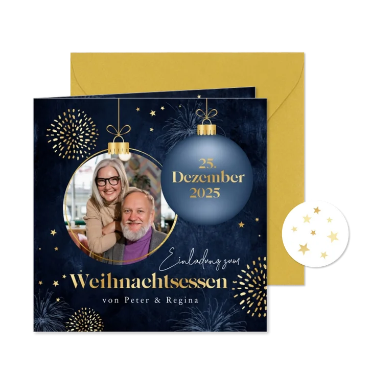 Einladung Weihnachtsessen Weihnachtskugeln