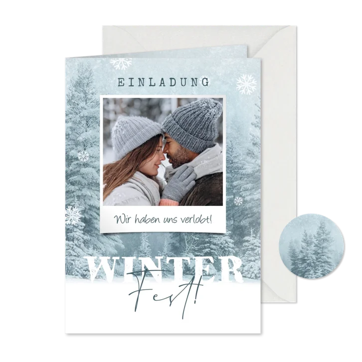 Einladung Winterfest Foto auf Winterlandschaft