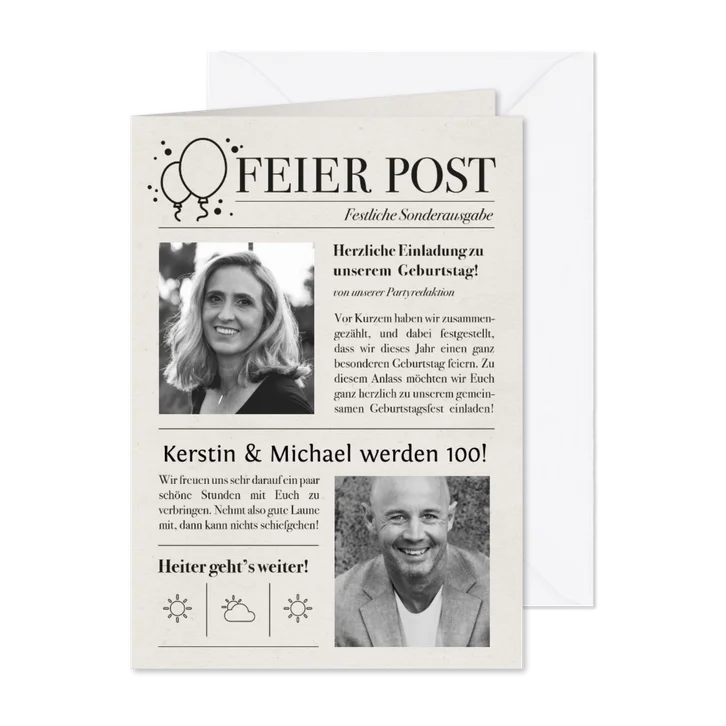 Einladung Zeitung Doppelgeburtstag
