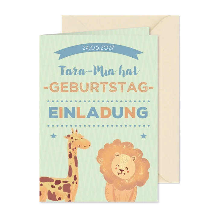 Einladung zum 10. Kindergeburtstag mit Zootieren