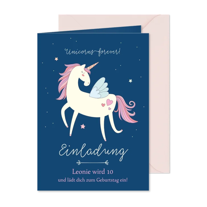 Einladung zum 10. Kindergeburtstag Unicorns forever