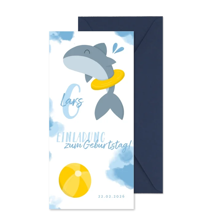 Einladung zum 6. Kindergeburtstag Thema Schwimmen