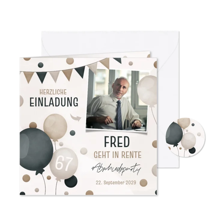 Einladung zum Ausstand Luftballons & foto