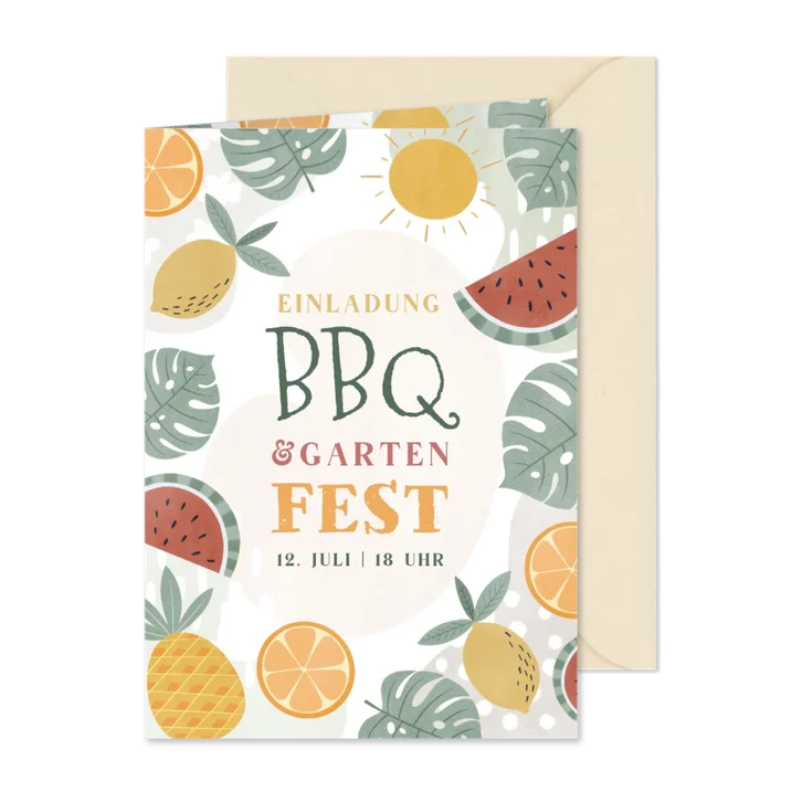 Einladung zum BBQ-Gartenfest sommerlich