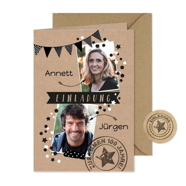 Einladung zum Doppelgeburtstag Zusammen 100