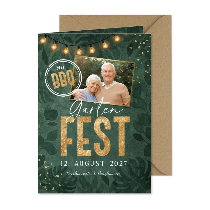 Einladung zum Gartenfest botanisch mit Foto