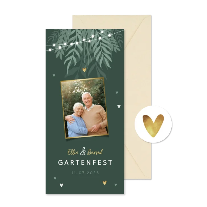 Einladung zum Gartenfest grün mit Foto