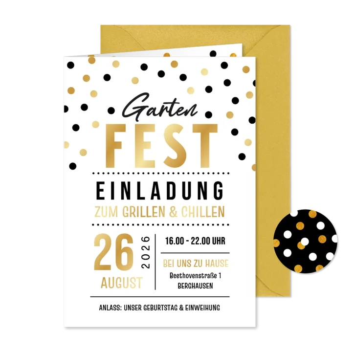 Einladung zum Gartenfest Konfetti