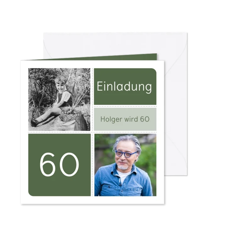 Einladung zum Geburtstag Foto damals und heute