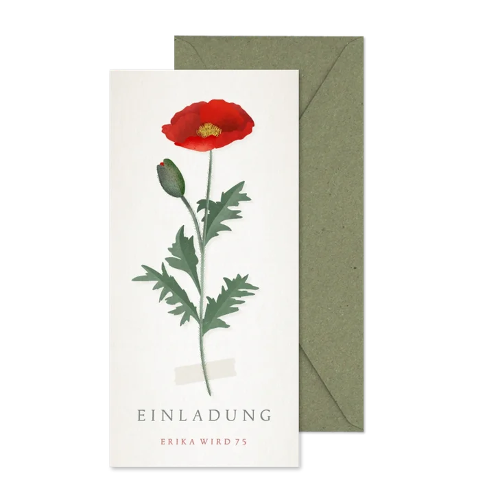 Einladung zum Geburtstag klassische Mohnblume