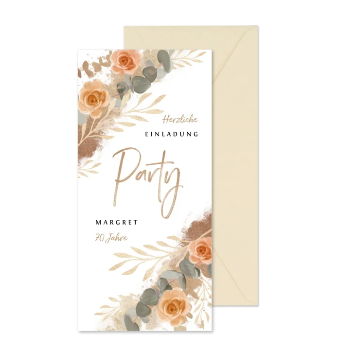 Einladung zum Geburtstag klassische Rosen