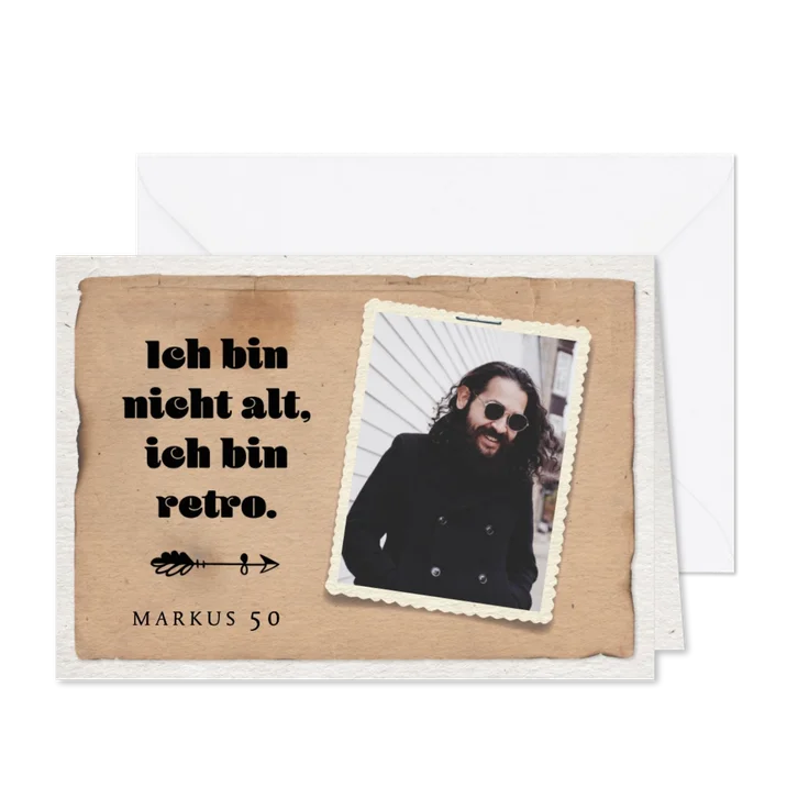 Einladung zum Geburtstag Retro mit Foto