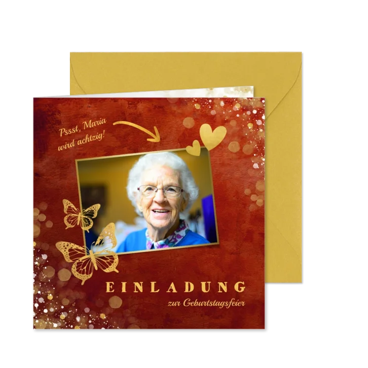 Einladung zum Geburtstag Schmetterlinge und Foto