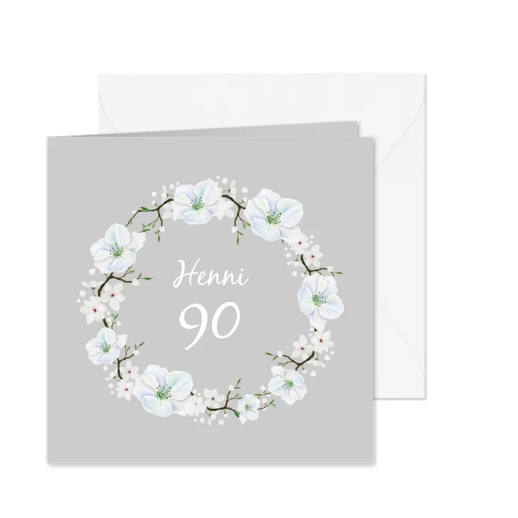 Einladung zum Geburtstag weißer Blumenkranz