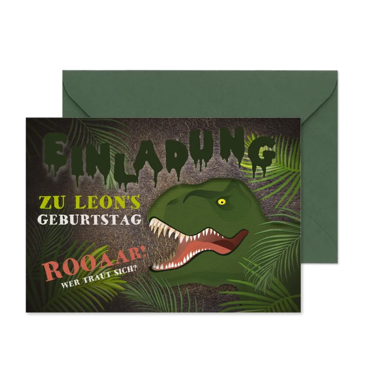 Einladung zum Kindergeburtstag Dschungeldino