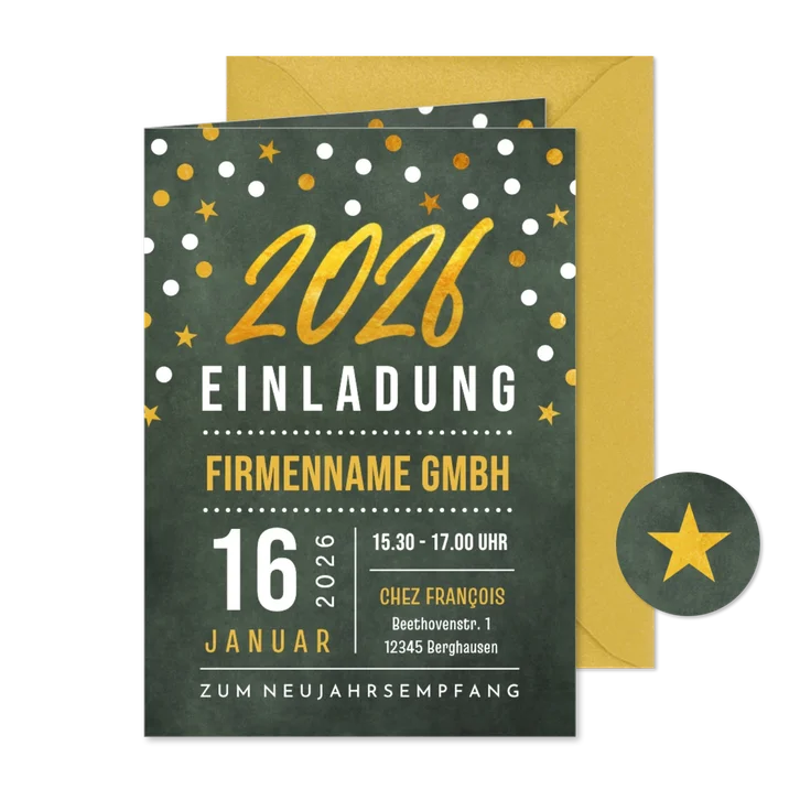 Einladung zum Neujahrsempfang 2026 Goldoptik