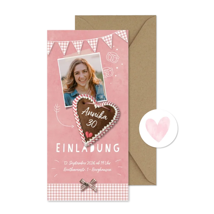 Einladung zum Oktoberfest Foto und Lebkuchenherz