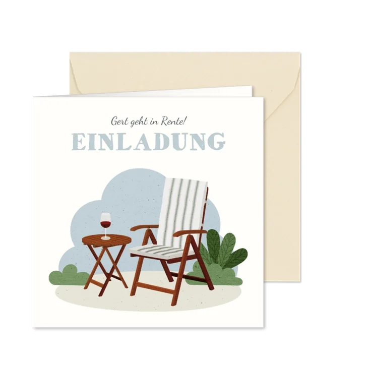 Einladung zum Renteneintritt Gartenstuhl