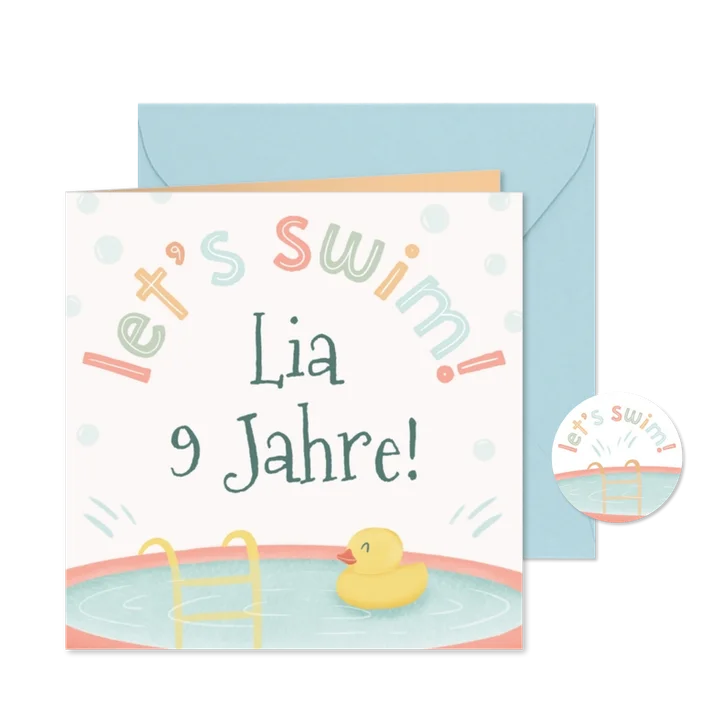 Einladung zum Schwimmen 9. Kindergeburtstag
