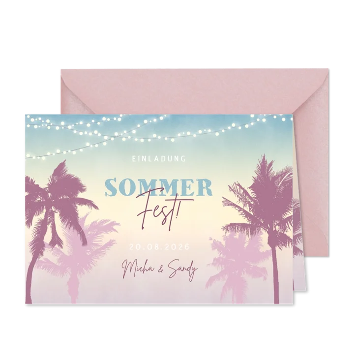 Einladung zum Sommerfest Palmen & Lichterkette