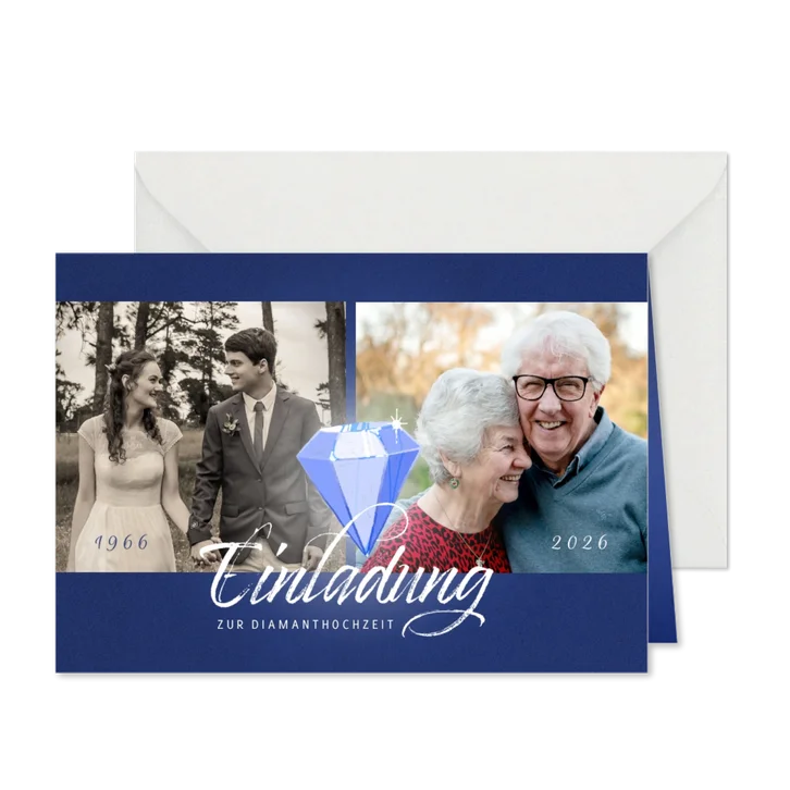 Einladung zur Diamanthochzeit mit Fotos