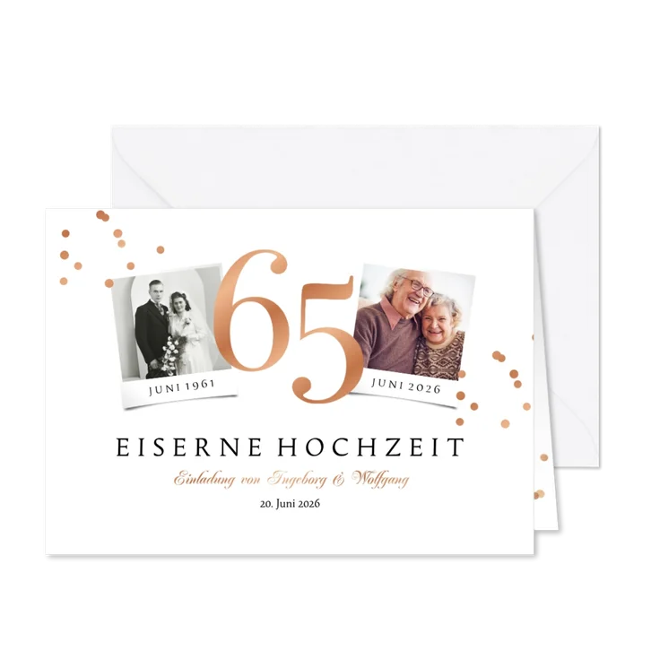 Einladung zur eisernen Hochzeit mit Fotos