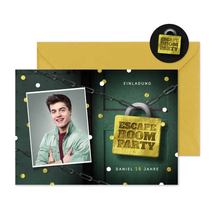 Einladung zur Escape-Room-Party eigenes Foto