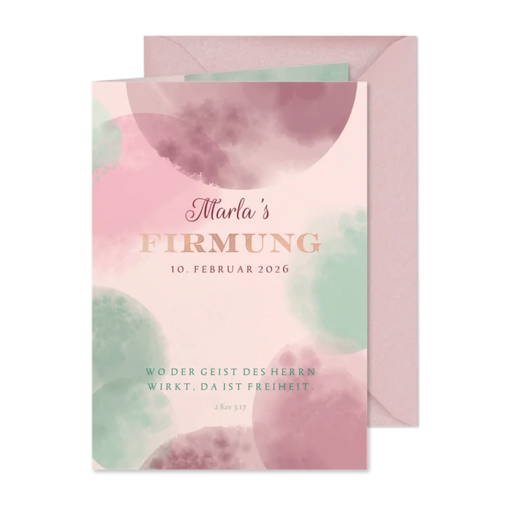 Einladung zur Firmung Punkte und Roségold