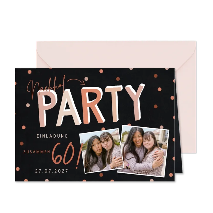 Einladung zur gemeinsamen Party mit Fotos