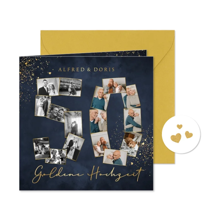 Einladung zur goldenen Hochzeit 50 Fotocollage