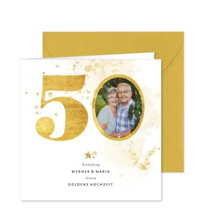 Einladung zur goldenen Hochzeit goldene 50