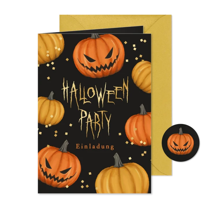 Einladung zur Grusel-Halloweenparty Kürbisse