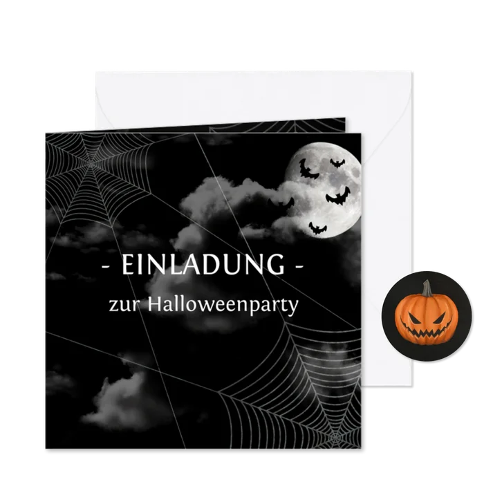 Einladung zur Halloweenparty Black sky
