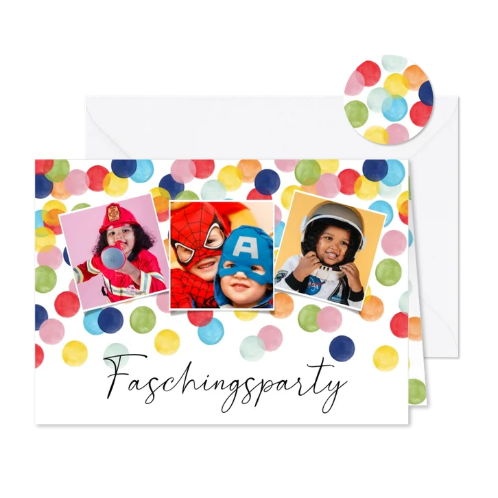 Einladung zur Kinder-Faschingsparty Fotocollage