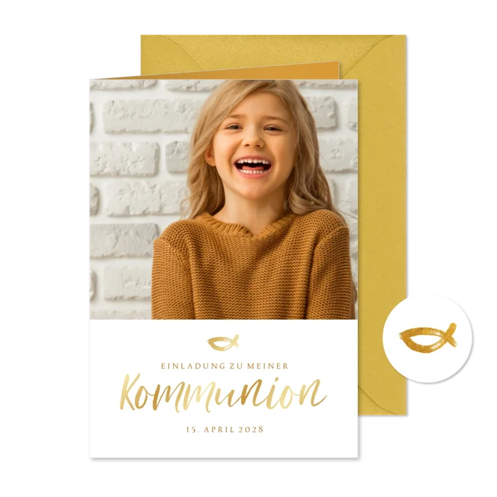 Einladung zur Kommunion eigenes Foto Handschrift